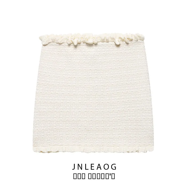 

Faionable Knitted Wrap Chest Top Women's Sle Spring New Arrival Breathable ort Sve round Ne Polyester Fiber Blouse