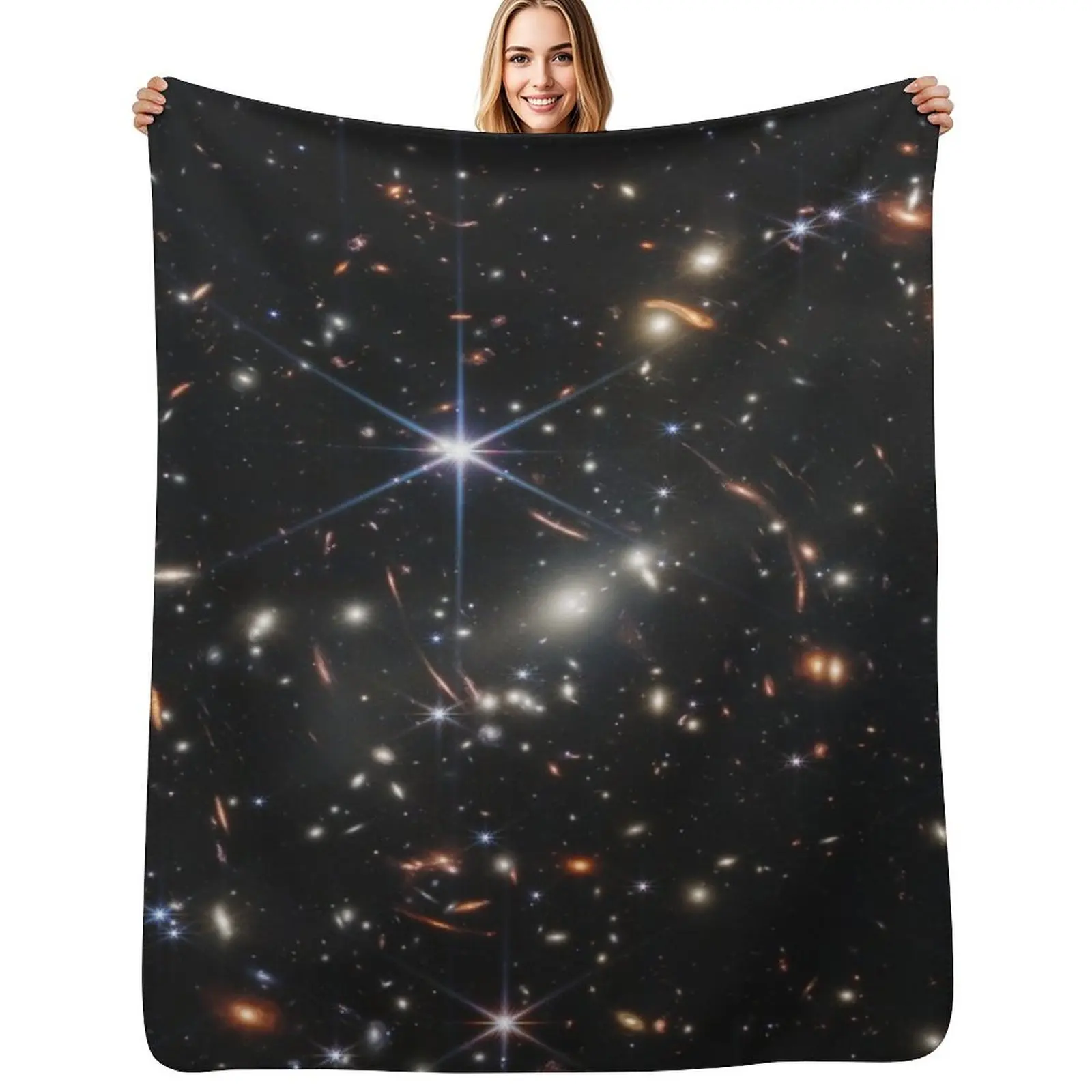 

James Webb Space Telescope Earliest Galaxies Deep Field Throw Blanket Single Hair funny gift Sofas Blankets