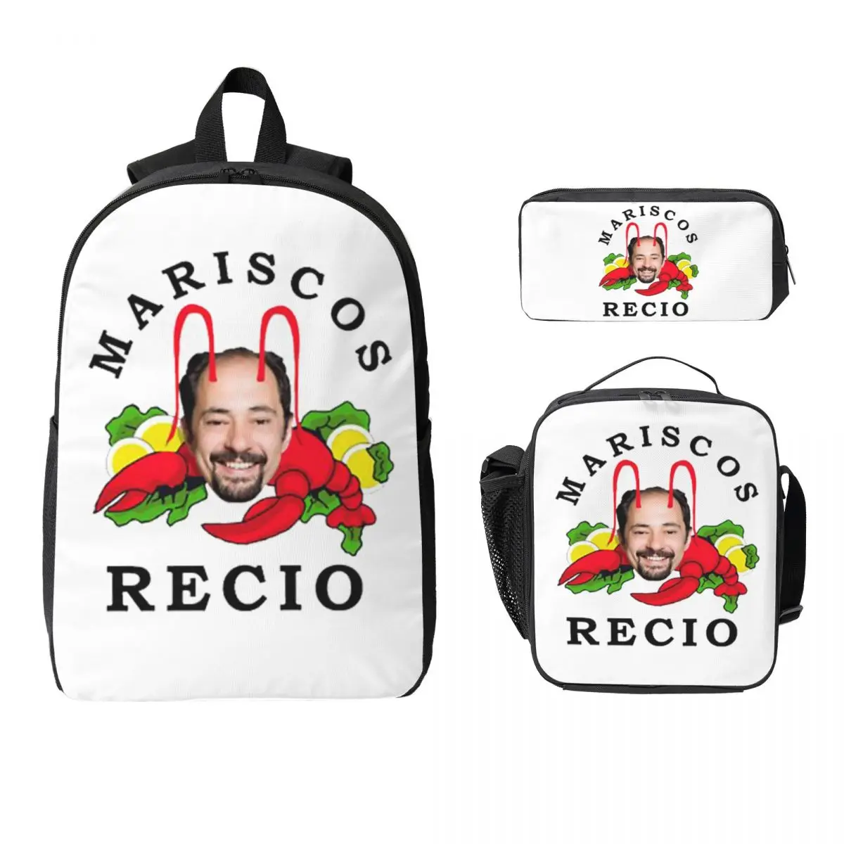

Antonio Recio Backpack Boys Girls BookBag School Bag Laptop Shoulder Bags 3ps Insulated Lunch Bag Pencil Case