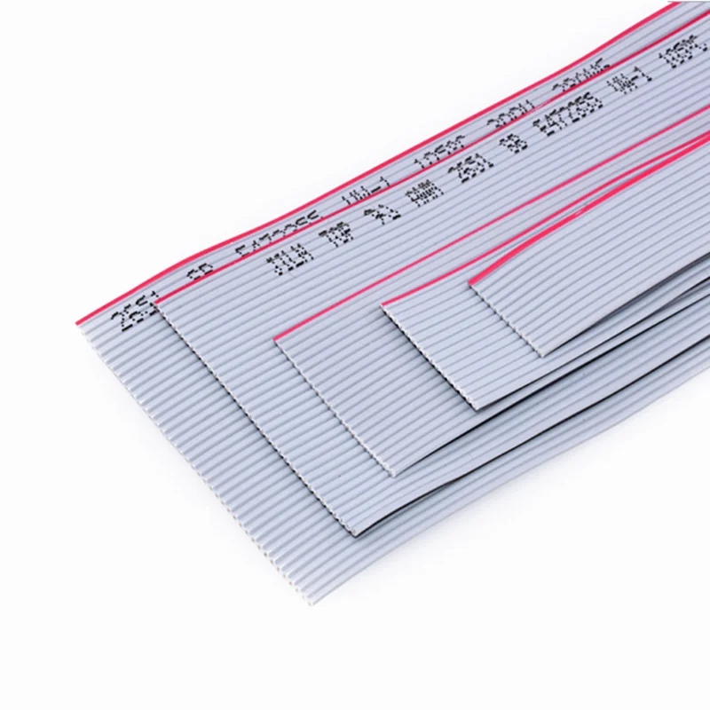 1M 1meter Gray Flat Ribbon Cable FC Data Wire Line 1.27mm Spacing Pitch 10P 12 14 16 20P 26P 34P 40P 50 60 64P 10Way AWG28 300V