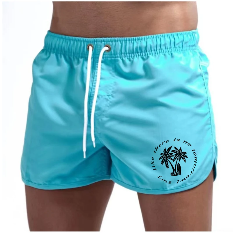 Quick-Dry Lightweight Men'S Beach Swimming Shorts Adjustable Drawstring Waist Non-Stretch Tropical Design For Surfing