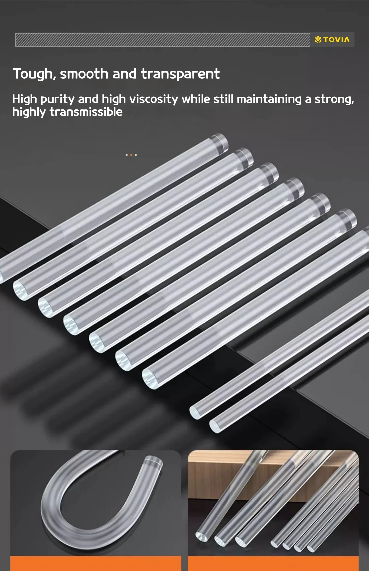 T TOVIA 7 mm * 100 mm durchscheinender Heißklebestift aus EVA-Material, geeignet für Heimwerkerarbeiten, zum Kleben von Fotoalben/Holz usw. 60 Stück/120 Stück – Detail 9