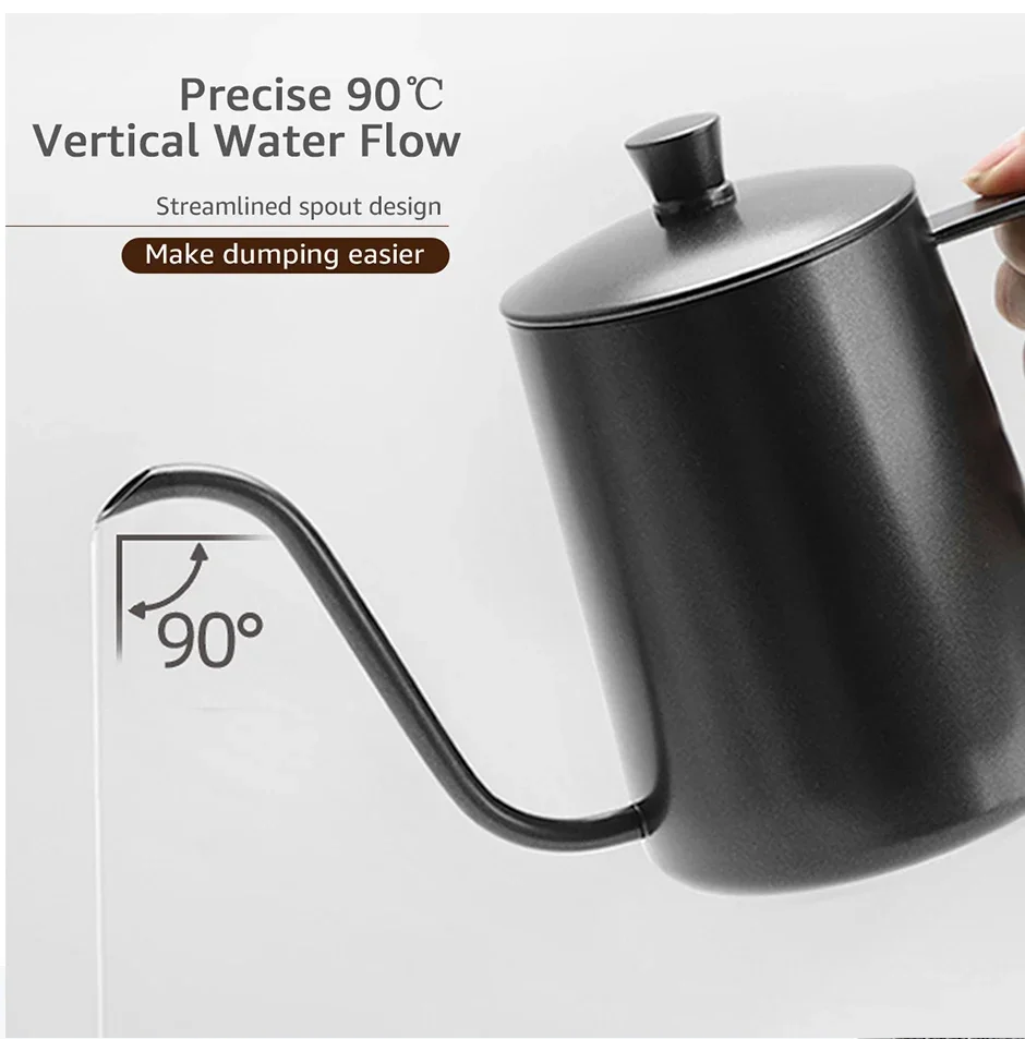 Gooseneck Drip Kettle Coffee Tea Pot 350/600ML Stainless Steel Drip Kettle Swan Neck Thin Mouth Non-stick Coating Food Grade