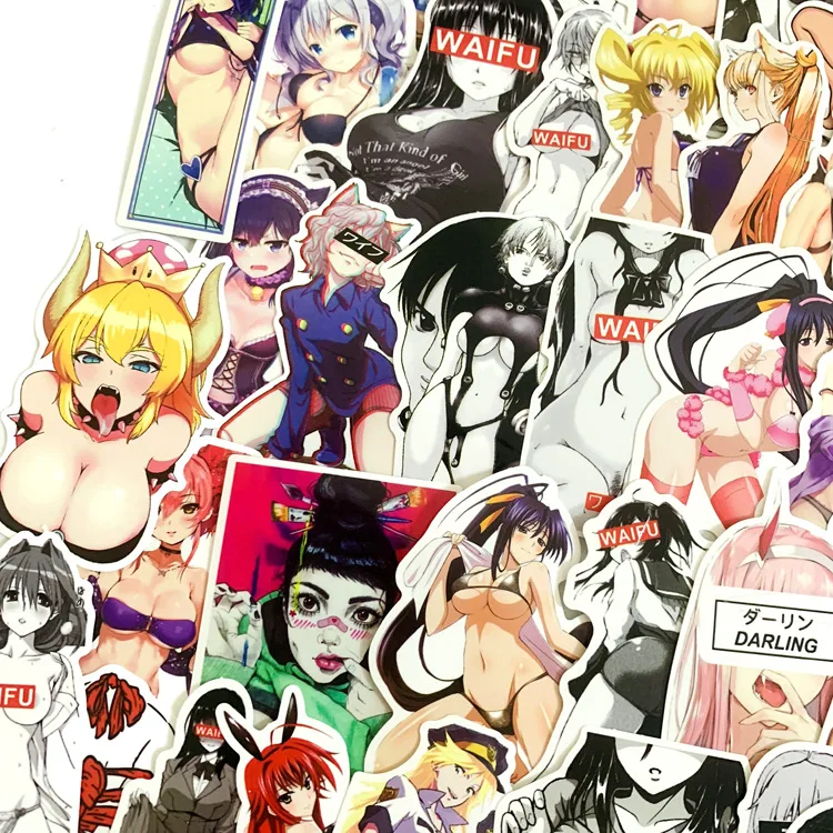 100PCS Hentai Anime Sexy Girls Stickers For Adult DIY Laptop Luggage Motorcycle Car Waifu Stickers Graffiti Decals Toy Gift