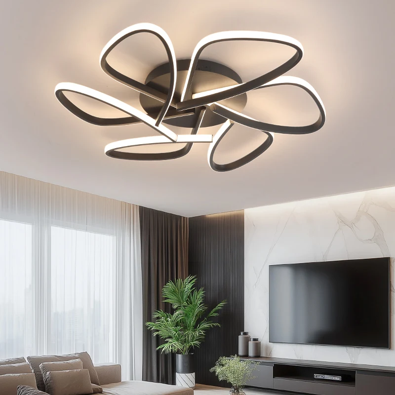 Modern led ceiling chandelier electroplated with gold, chrome, silver for living room, bedroom,kitchen linear lighting fixtures