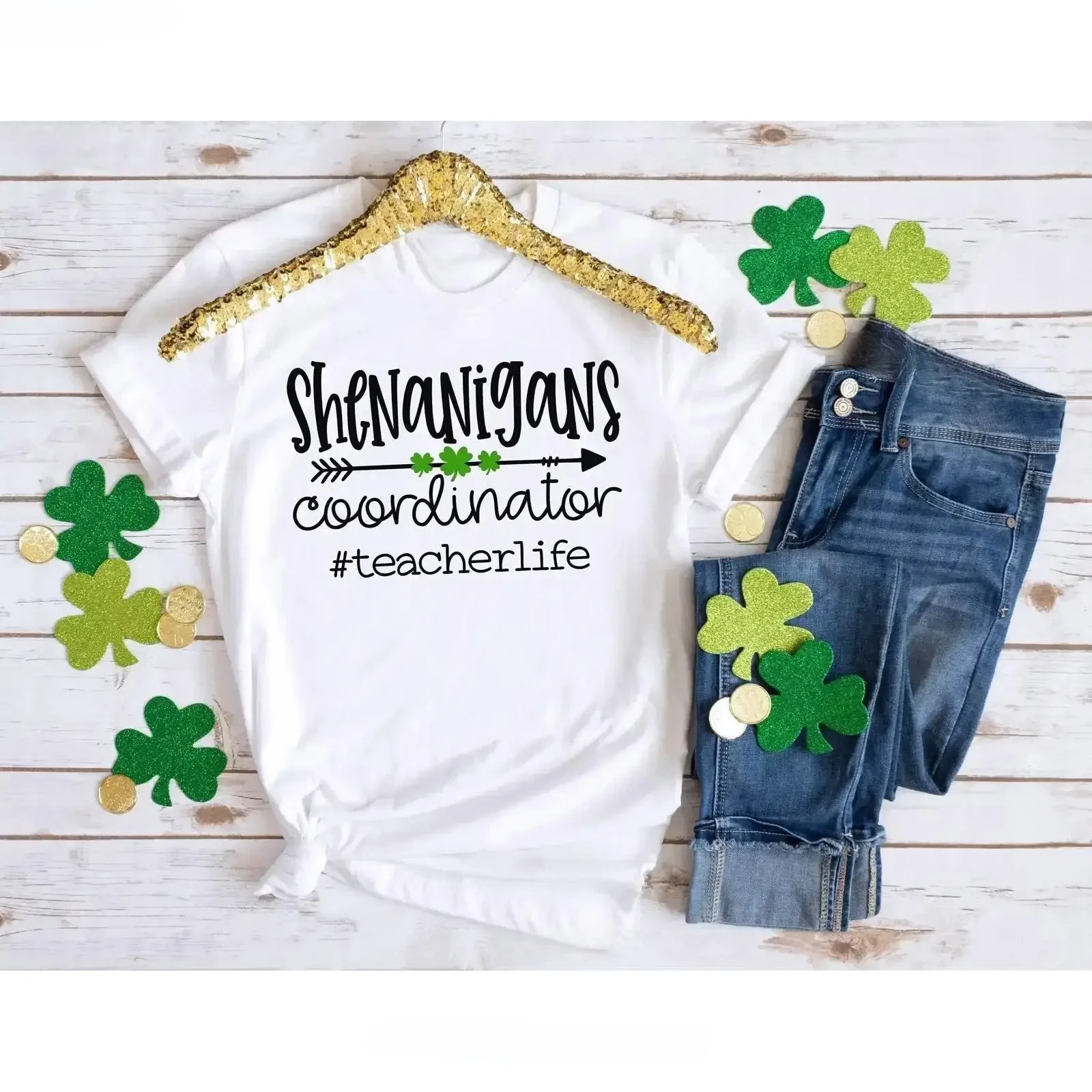 Womens T Shirt Teacher St Day Saint Patrick Pattys Irish Gifs Shamrock Vintage Summer Y2k Tee Shirts