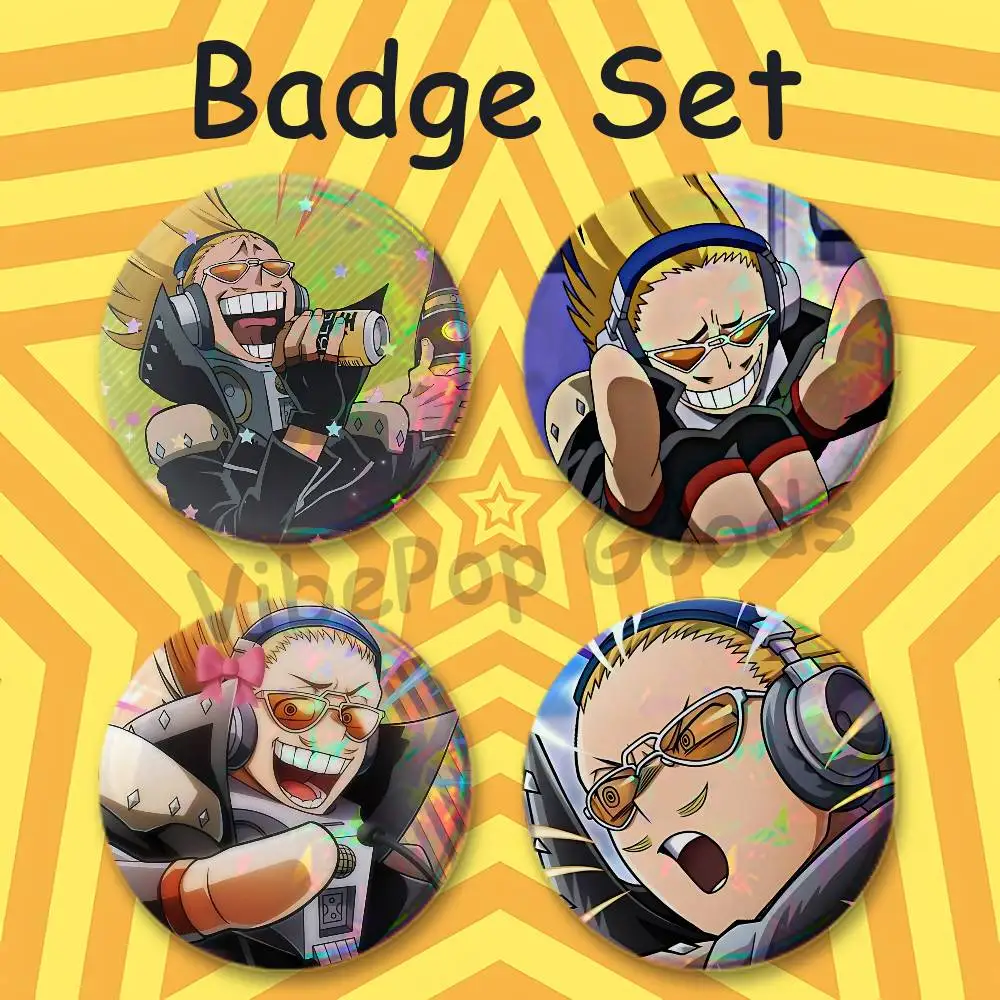 P-Present M-Mic H-Hizashi Y-Yamada 25mm Badge 4-Piece Set Mini Pill Baji Kawaii Collectibles Creative Button Pin for Ita-Bag