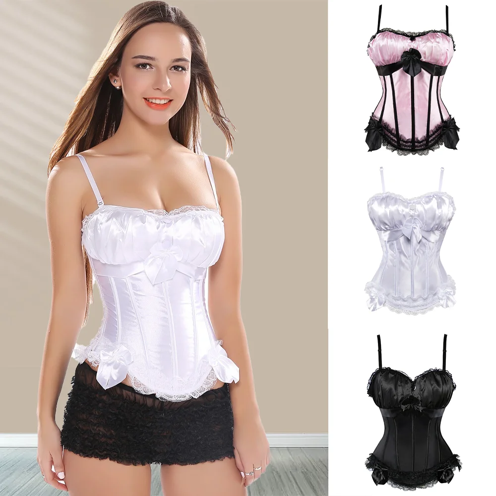 Shoulder Strap Overbust Corset for Women Sexy Bowknot Lace Corset Gothic Corsets Plus Size Stylish Corset Top