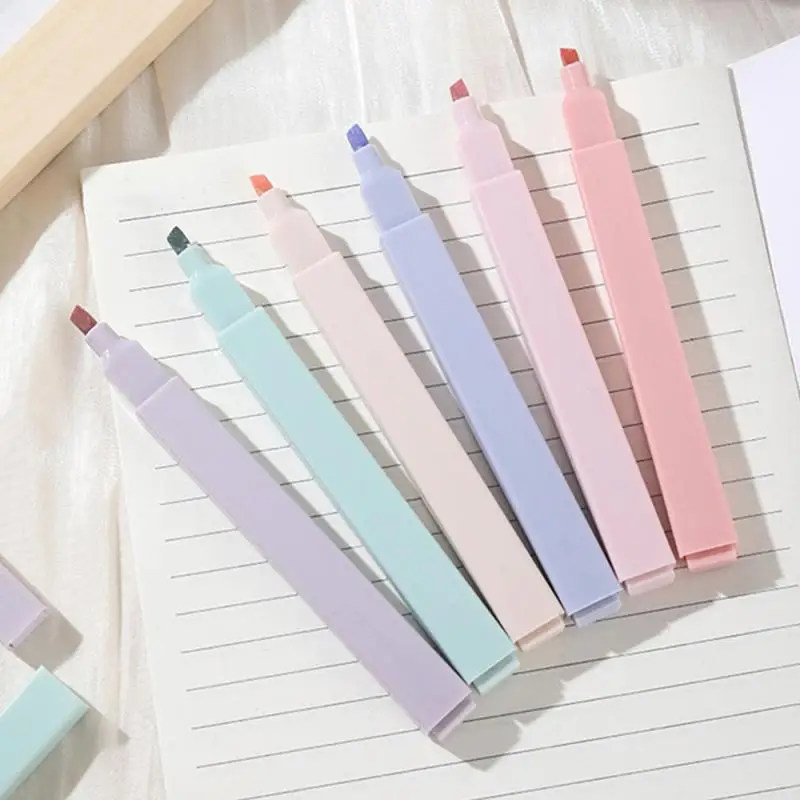 6pcs/set Pastel Color Highlighter Kawaii Stationery Color Marker School Supplies Student Marker Highlighter Japanese Stationery