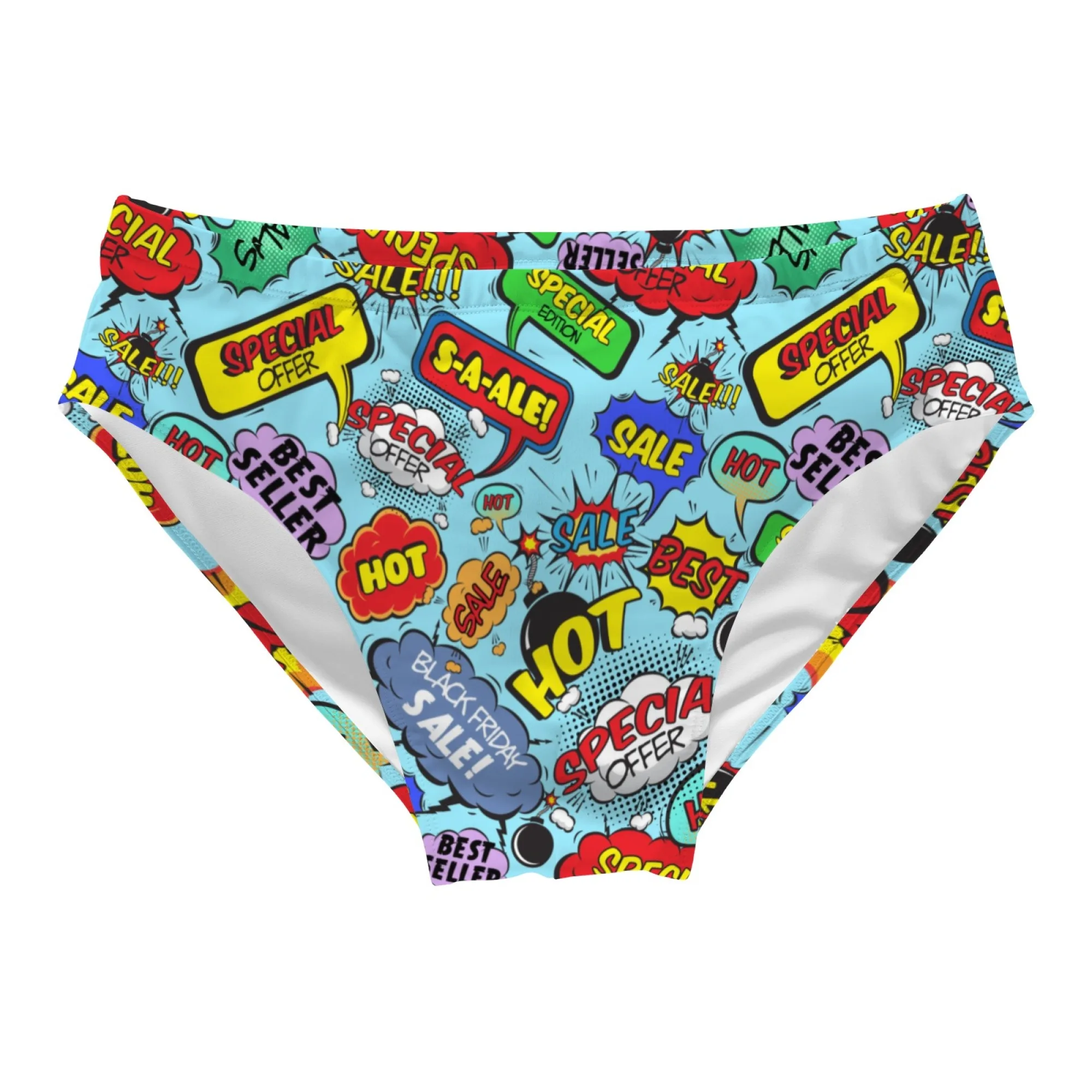 Pop Art Retro Comic Print Men's Swim Trunks Beach Surf Shorts Pool Fun Sexy Bikini Lightweight Breathable Swimwear Party Gift