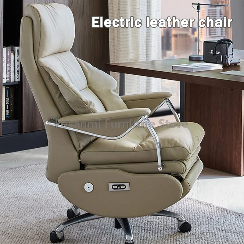 Ergonomic Office Chair Adjustable Lumbar Support Angle Computer Leather Chair High Back Game Chair With Footrest And Swivel Seat