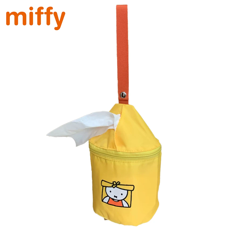 Kawaii Miffy Cute Tissue Storage Bag Cartoon Rabbit Multifunctional Portable Household In Vehicle Sundries Hanging Bag Girl Gift