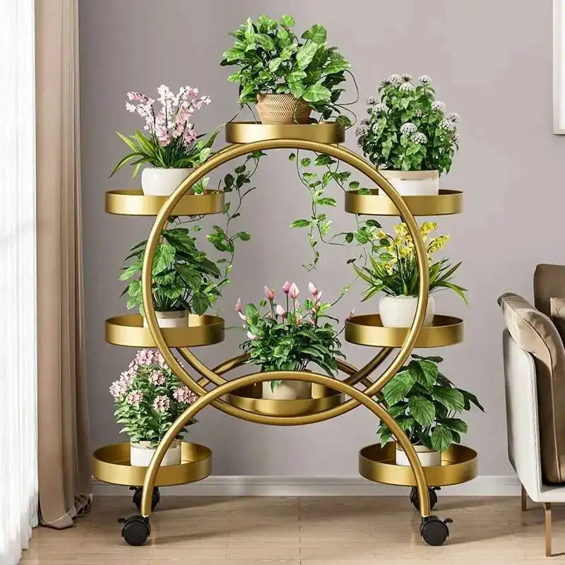 

Aesthetics Design Flower Shelf Organizer Living Room Flower Stand Display Light Luxury Fashion Decorations Plantenrek Furniture