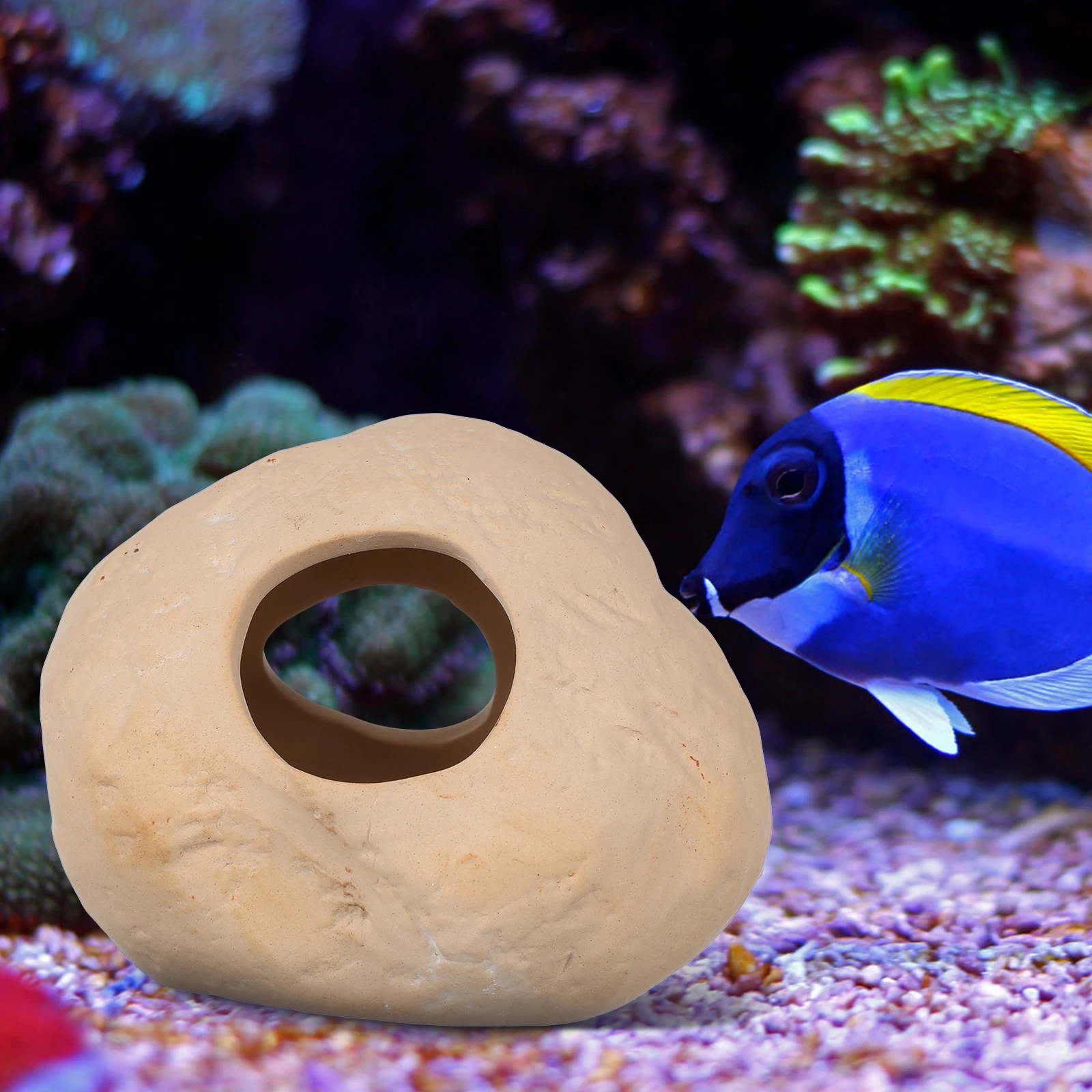 Stone Hideout Ceramic Cave for Fish Tank Decor Betta Cave Hideaway Aquarium Stones Fish Decorations