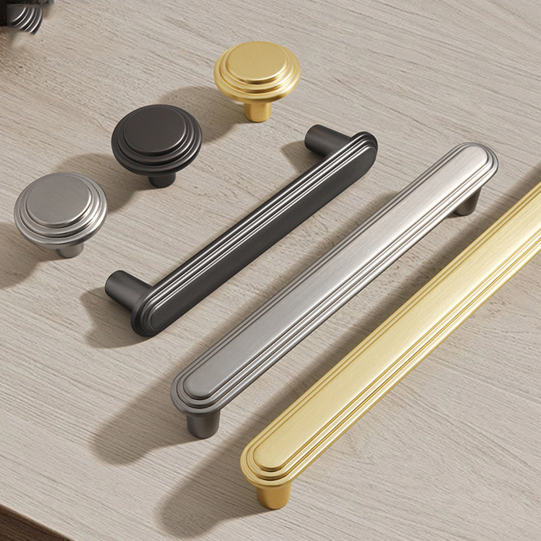 Brushed Gold Cabinet Handles Creative Ripple Wardrobe Pulls Modern Kitchen Cupboard Door Single Hole Round Knobs Drawer Handle