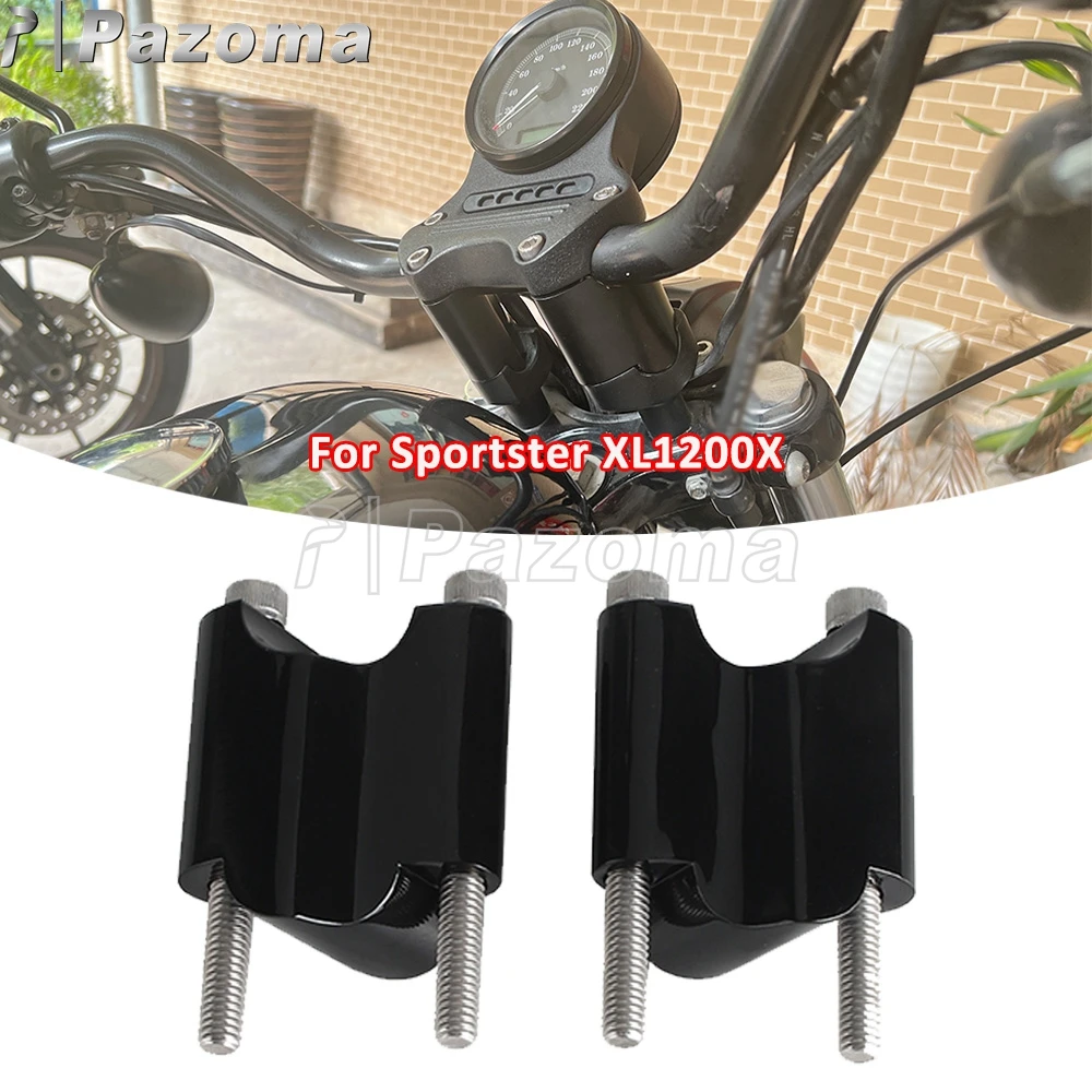 

25mm Handle Mount Clamp Motorcycle 1" Handlebar Riser Clamps 2" Riser Extension Block For Harley Sportster XL1200X Forty-Eight
