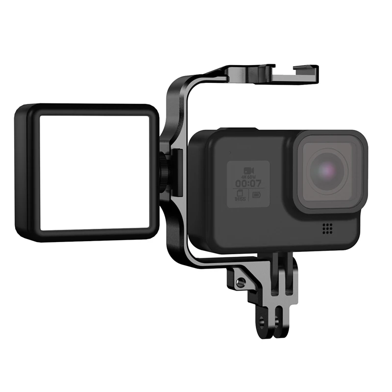 Camera Fill Light Metal Frame With Cold Shoe Mount For Gopro Hero 11 10 9 8 7 Dji Action 3 Camera Mount