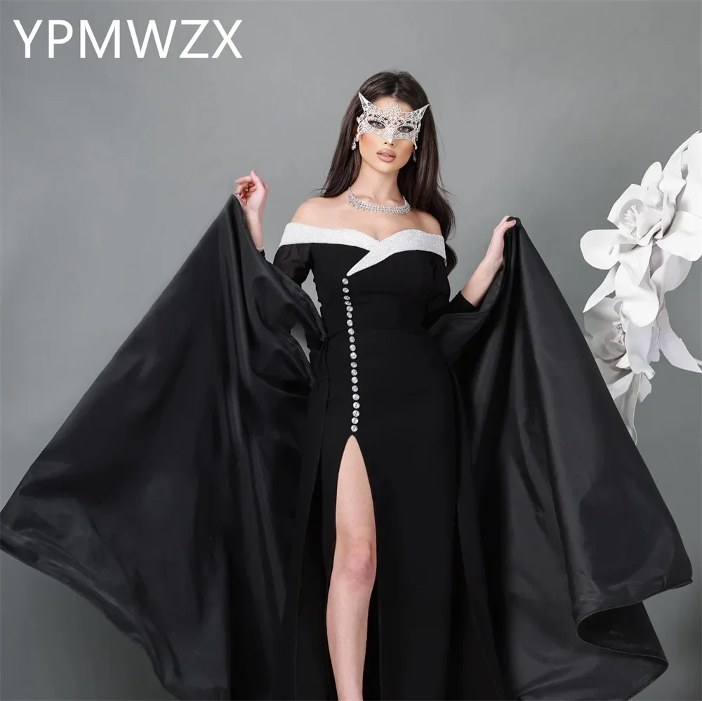 Customized Evening Dress Party Occasion Women Prom Gown YPMWZX Off-the-shoulder Column Floor Length Skirts Stole Bespoke Occasio