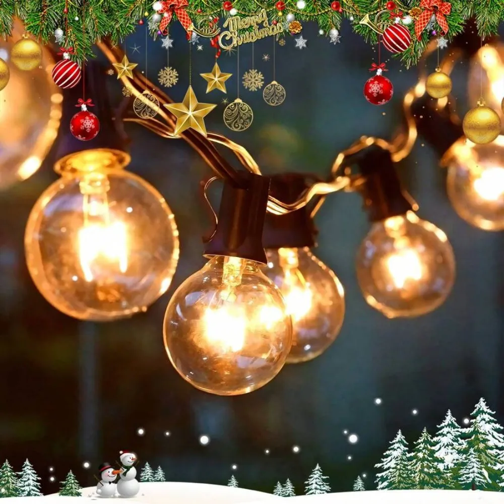 20/10LED G40 Solar Vintage Edison Bulbs LED Outdoor String Lights, Waterproof Hanging Light for Porch Garden Balcony Party Decor