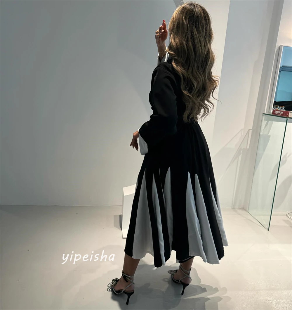 Customized Jiayigong s Draped Homecoming A-line V-Neck Bespoke Occasion Dresses Ankle-Length