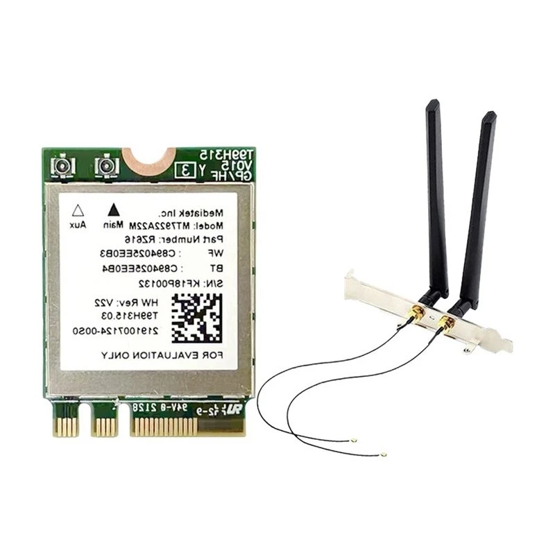 Reliable-Wifi 6E MT7922 M.2 Wireless Card BT 5.3 Tri Band 2.4G/5G/6Ghz Network Adapter 802.11AX Wireless Card Win 10/11,Wifi 6E