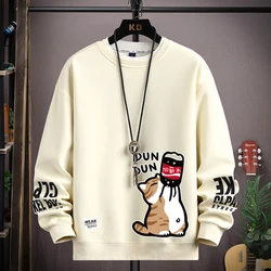 Cartoon Cute Cat Funny Print Graphic T-shirt Women Oversized Loose Design Lovers Casual Long Sleeve T-shirt S-5XL Men Clothing