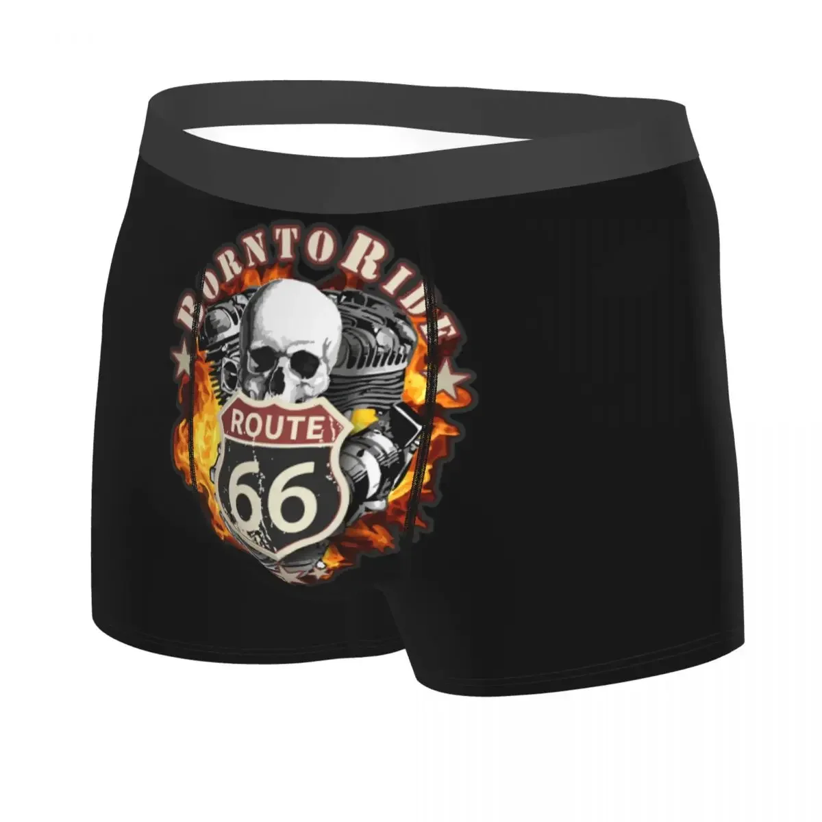 Born To Ride Skull Boxer Shorts For Men 3D Print Route 66 Underwear Panties Briefs Breathable Underpants