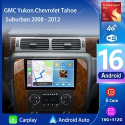 Android 16 Carplay Auto Car Radio Multimedia Player For GMC Yukon Chevrolet Tahoe Suburban 2008 - 2012 E53 X5 M5 2din Autoradio