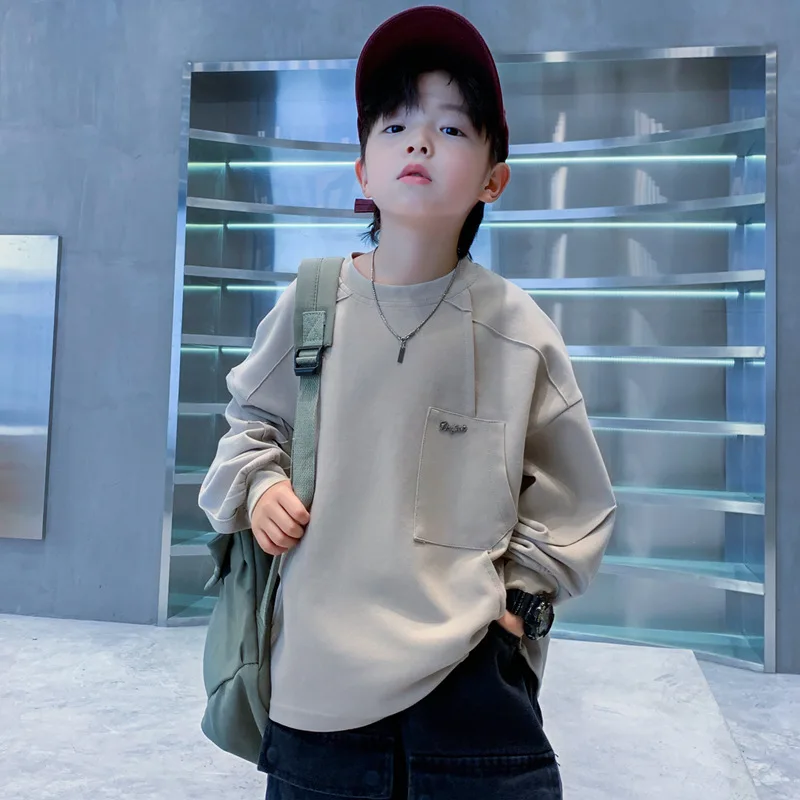 Teen Boys Sweatshirts Children Pullover Cotton Long Sleeve Korean Clothes Spring Fall Casual Sweatshirts Tops 8 10 12 14Years