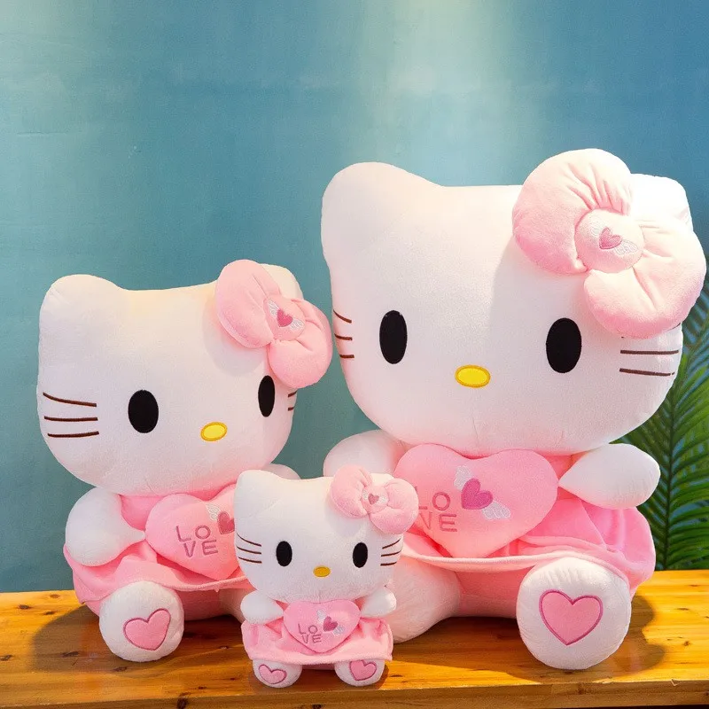 30-25CM Kaiwa Hello Kitty Pink Plush Stuffed Toy Anime Cartoon Plushie Doll Soft Stuffed Pillow For Girl Children Birthday Gifts