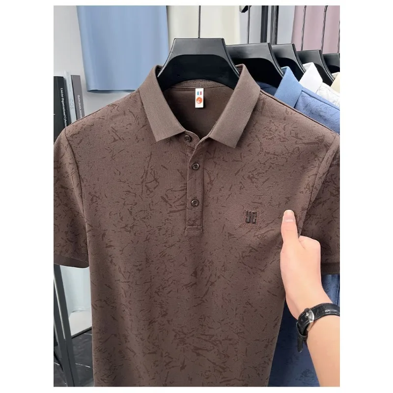 Summer High-end Short-sleeved T-shirt for Men Pure Cotton Lapel Printed POLO Shirt Casual and Trendy Half-sleeved Summer Top New