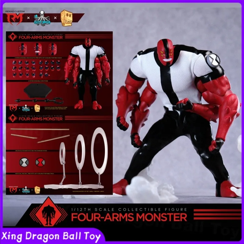 RemadCustom × Figura de acción coleccionable de Ben 10 Ben Tennyson Cuatro Brazos, escala 1/12, con máscara de pulpo, regalo