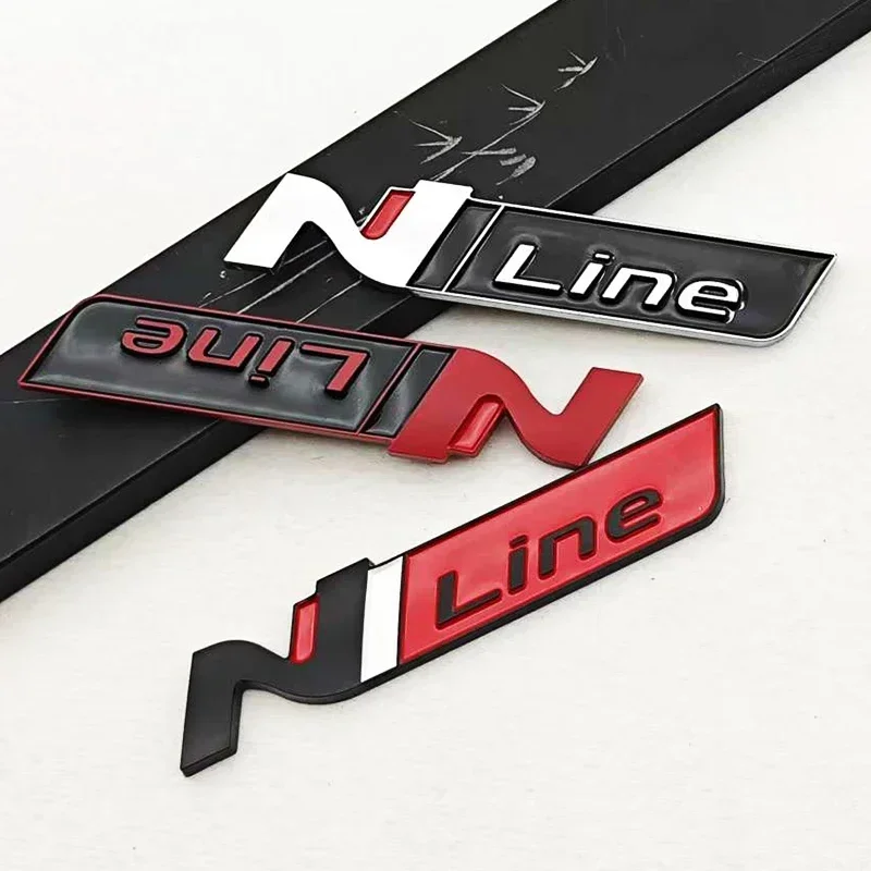 QA 3D ABS Car Styling Logo N Line Nline Badge Rear Trunk Emblem Fender Side Sticker Decals For i20 i30 Sonata Kona Elantra Tuson