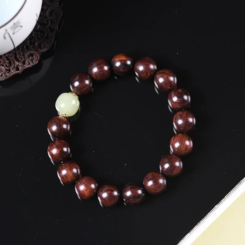 Hainan scented rosewood 12mm single Circle Bracelet sea yellow purple oil pear older material made prayer Bea