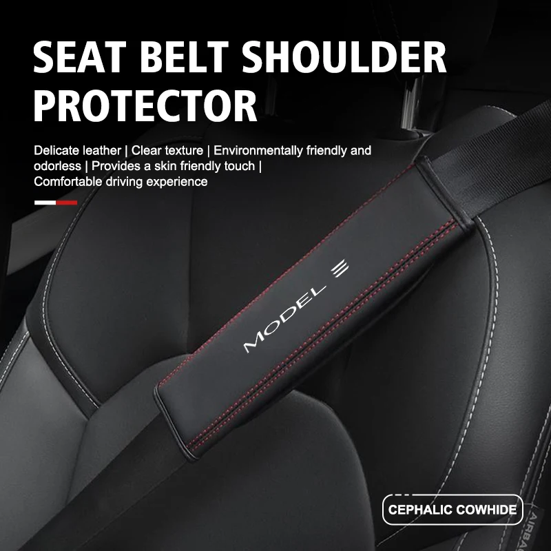 1pcs Car Safety Belt Shoulder Cover Protection Seat Belt Pad For Tesla Model 3 Y S X 2021 Roadster Cybertruck Juguete