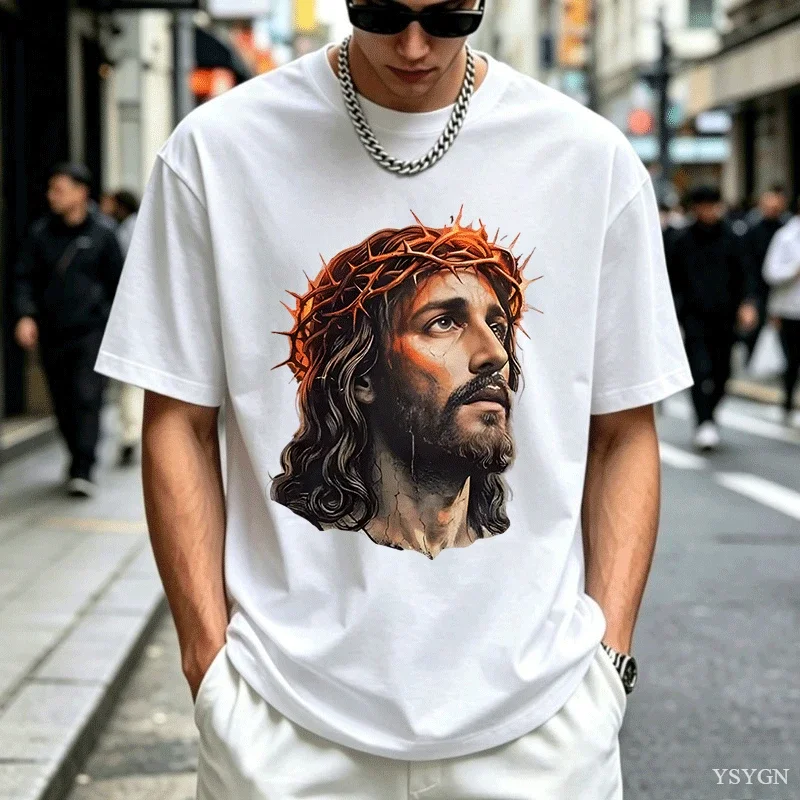 Jesus Vintage 90s Graphic T Shirt Jesus Easter Christian Easter Men T-Shirt Retro Cotton Short Sleeve Round Neck Man Clothing