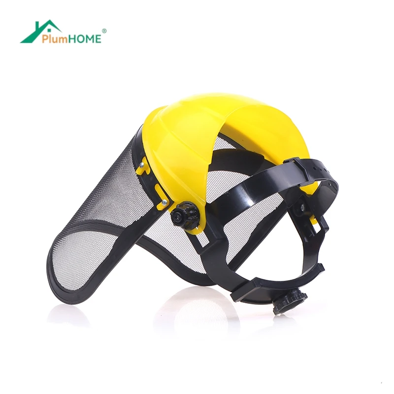 Safety Face Shield with Mesh Visor Protective Mesh Full Face Chainsaw Helmet Hat for Trimmer Gardening Weed Wacker Protection