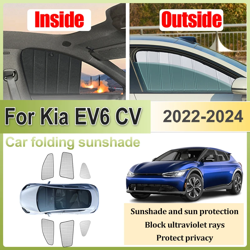 

Солнцезащитные шторки для Kia EV6, аксессуары CV GT-Line 2022 2023 2024 2025, автомобильные солнцезащитные козырьки для окон, защита от солнца, комплекты для кузова