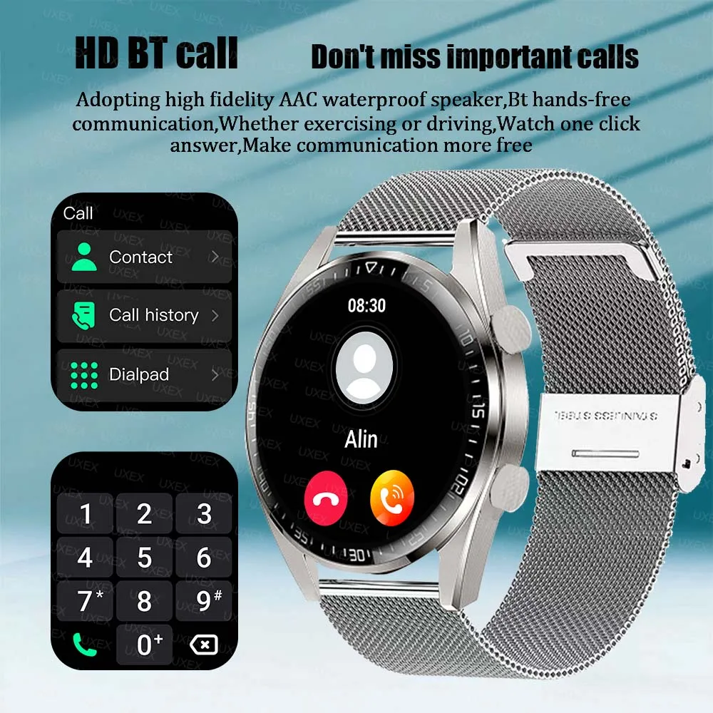 Smartwatch Biznesowy Męski Połączenia Bluetooth Ekran 1.52 Cala HD Monitorowanie Zdrowia Śledzenie Ruchu Prezent Świąteczny Zegarki Damskie