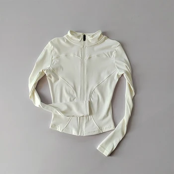 Outdoor Sports Long Sleeved Women Slim Yoga Clothes Quick Dry Zipper Cardigan Stand Up Collar Jacket Running Fitness Jacket Top 3