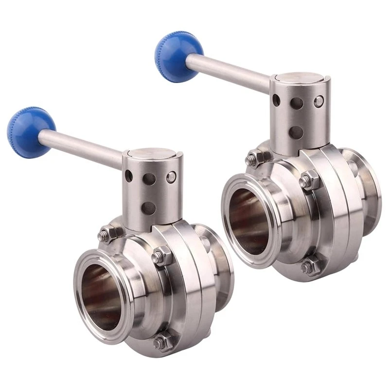 A19F-Tri Clamp 1.5 Inch Sanitary Butterfly Valve 2 Pack Stainless Steel 304(1.5