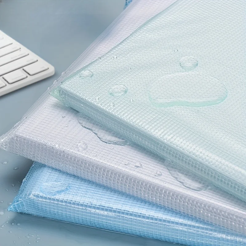 5pcs A3/A4 Waterproof PVC Art Storage Bag with Zipper, Extra Large Capacity Data and Drawing Organizer with Color Grid Design