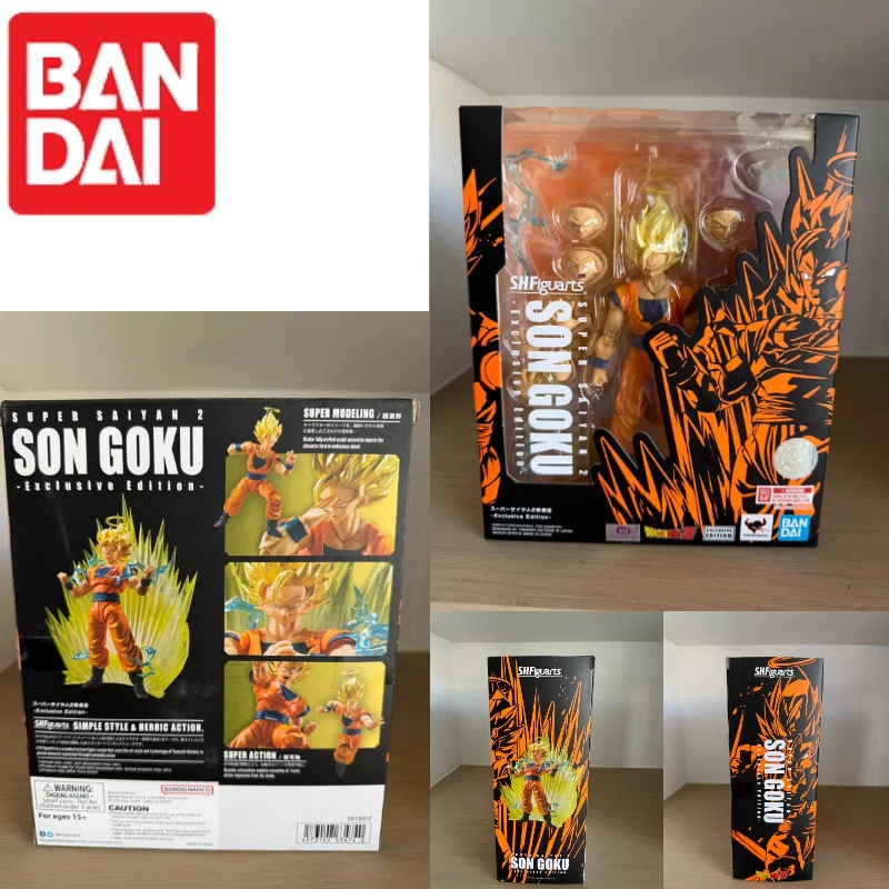 ¡En stock! Figura de Acción Original de Bandai, Exclusiva del SDCC, SHF Dragon Ball Z Super Saiyan Super 2 Goku, Colección de Juguetes de Anime