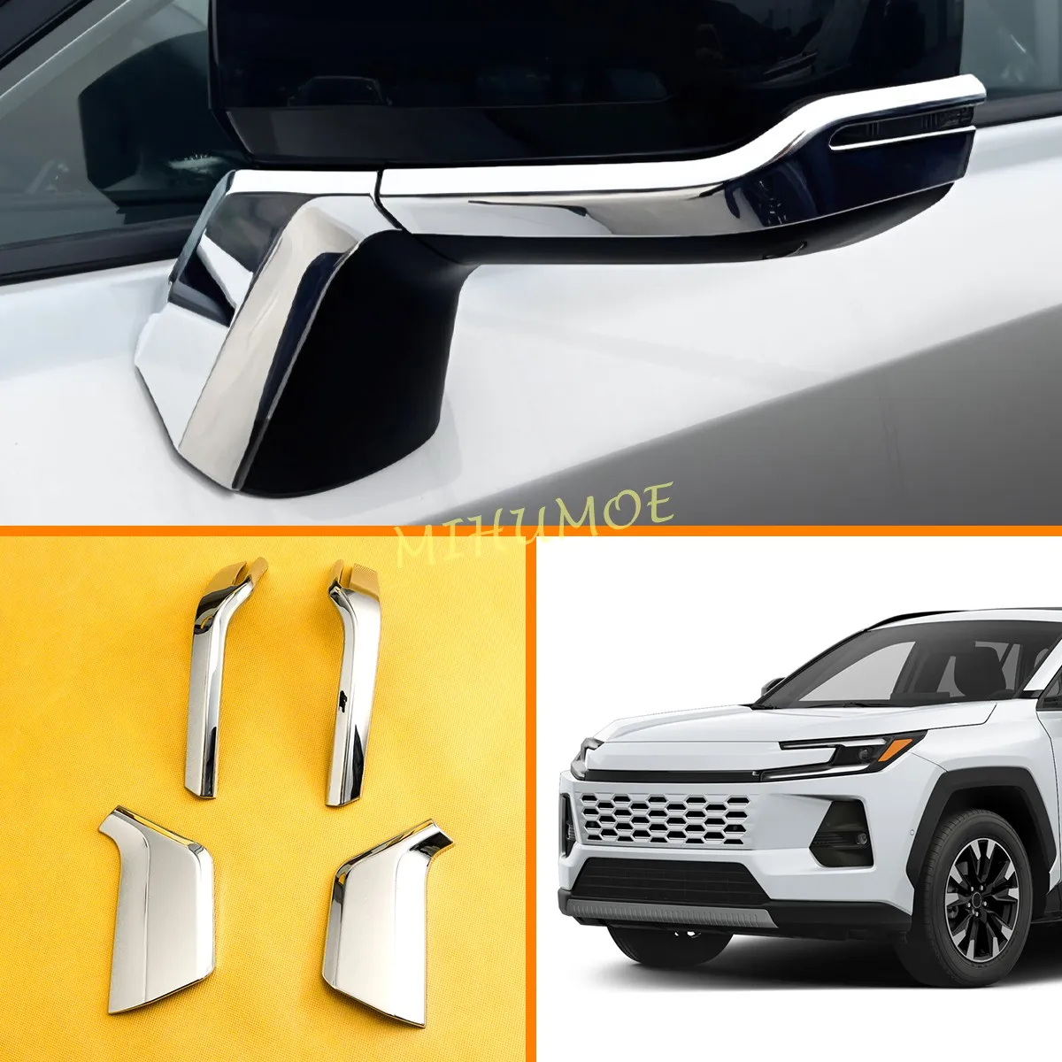 For 2026 2027 Toyota RAV4 AX60 Chrome Car Side Rear View Mirror Trim Strips Molding Exterior Decoration