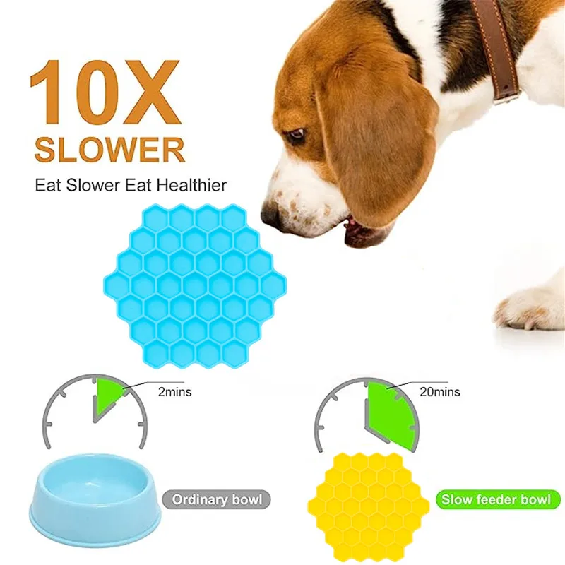 Pet Supplies Cat Honeycomb Feeder Anti-choking Suction Cup Anti-knockover Slow Food Bowl Puppy Anti-slip Silicone Licking Mat