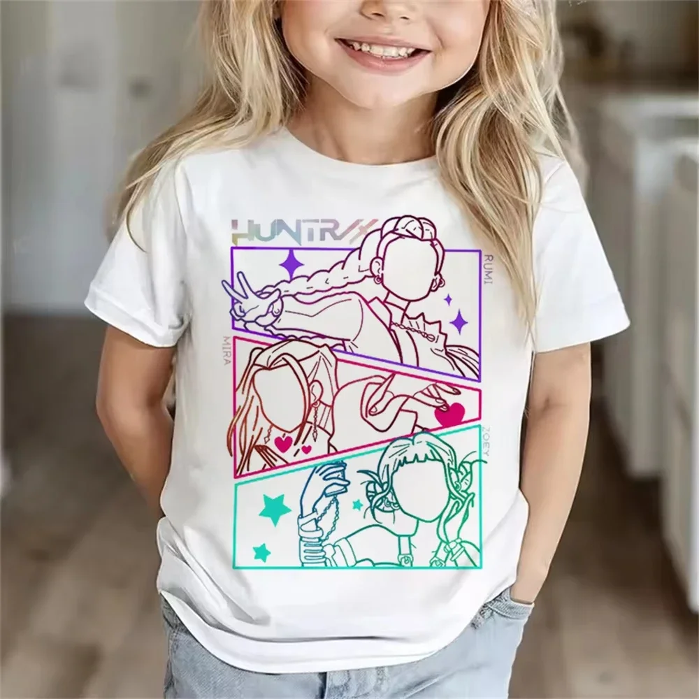 

Children Clothes Girl Boy KPop Demon Hunters Soft Summer Tops 2025 Hot Movie Print Men Women T Shirts Print Kids T-shirt