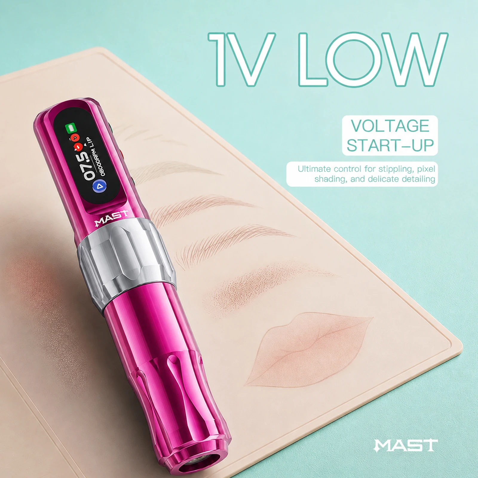 MAST Tour2 Pro Wireless PMU Machine 1-10V Low Voltage Start 5 Preset Modes 111g Lightweight for Brow Lips Eyeliner Fine Tattoo