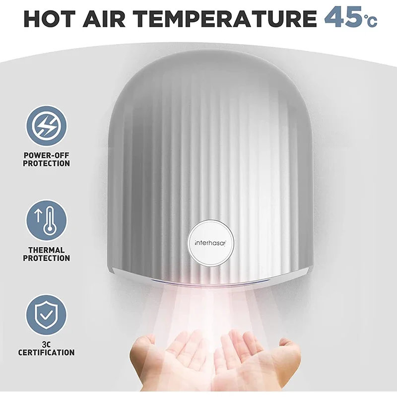 Interhasa! Nowa automatyczna suszarka do rąk Gorąca, zimna, szybka, indukcyjna suszarka do rąk o mocy 1200 W do komercyjnej toalety łazienkowej