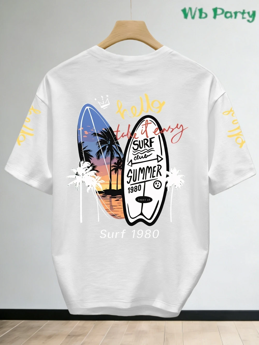 

Men T-Shirt Seaside Floating Board Pattern 3D Print Summer Oversized Tee Vacation Fashion Casual Loose Street Short Sleeve Tops