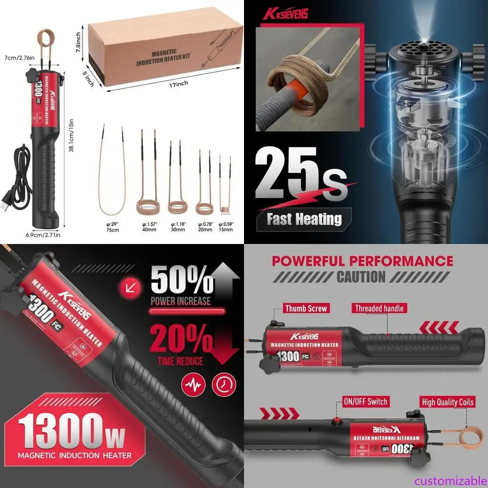 

1300W 110V Handheld Induction Bolt Heater with 5 Magnetic Coils for Removing Rusty Screws